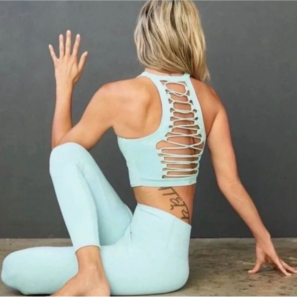 Alo Yoga Strappy Movement Bra XS Blue Quartz NWT